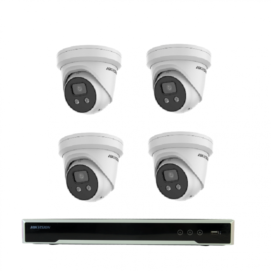 Hikvision 6MP 4CH CCTV Kit: 4* AcuSense Strobe Light and Audible Warning Camera/ 4CH POE/2T