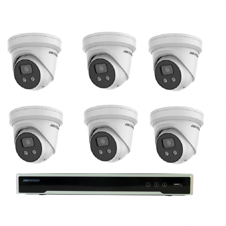 Hikvision 6MP 8CH CCTV Kit: 6* AcuSense Fixed Turret Network Camera / 8CH POE/4TB