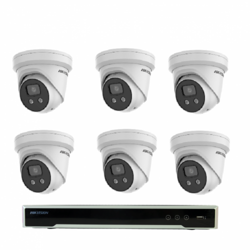 Hikvision 6MP 8CH CCTV Kit: 6* AcuSense Strobe Light and Audible Warning Camera/ 8CH POE/4TB (free CAT6 or Monitor)