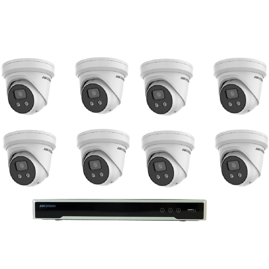 Hikvision 6MP 8CH CCTV Kit: 8* AcuSense Fixed Turret Network Camera / 8CH POE/4TB