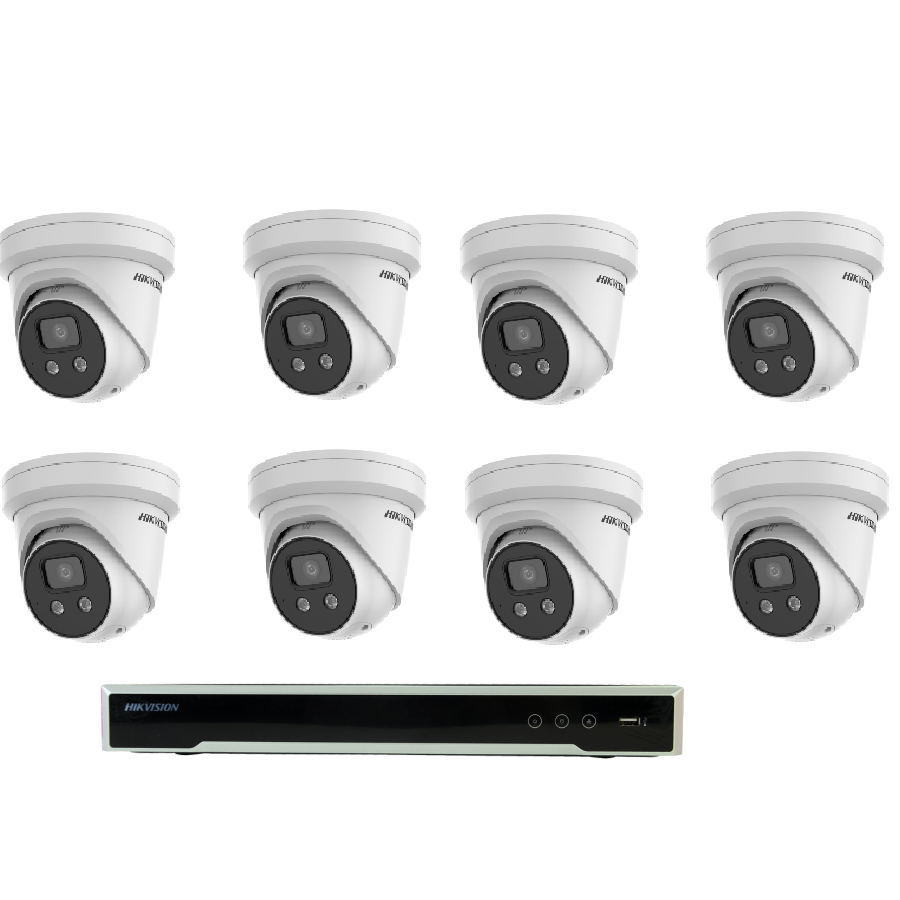 Hikvision 6MP 8CH CCTV Kit: 8* AcuSense Strobe Light and Audible Warning Camera/ 8CH POE/4TB