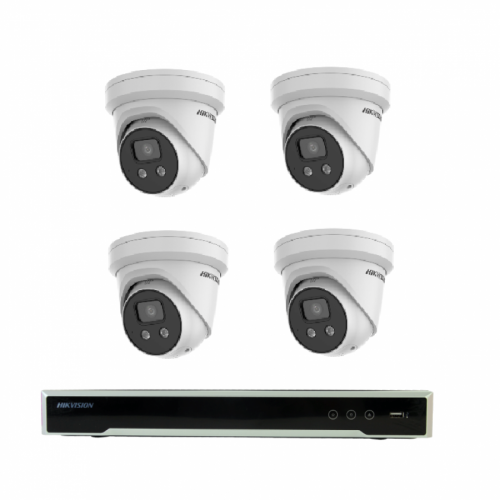 Hikvision 8MP 8CH CCTV Kit: 4* AcuSense Strobe Light and Audible Warning Camera / 4CH POE/2TB