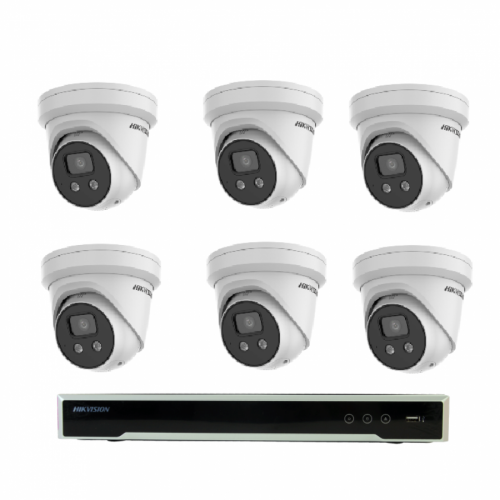 Hikvision 8MP 8CH CCTV Kit: 6* AcuSense Strobe Light and Audible Warning Camera / 8CH POE/4TB