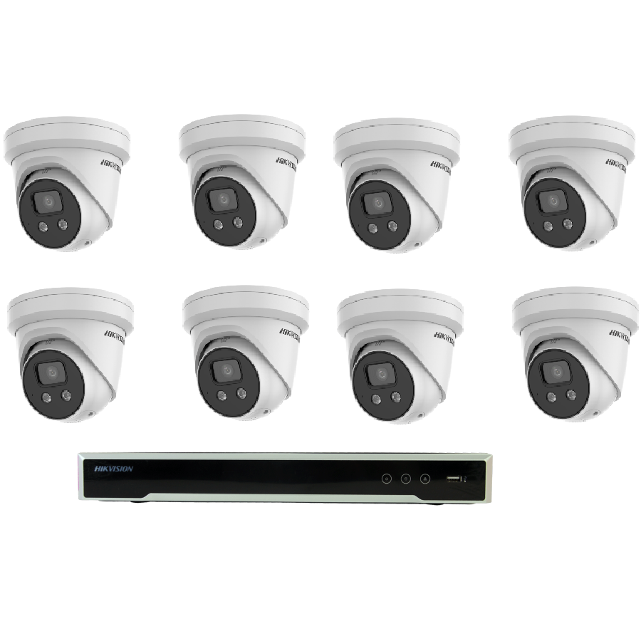 Hikvision 8MP 8CH CCTV Kit: 8* AcuSense Strobe Light and Audible Warning Camera / 8CH POE/4TB