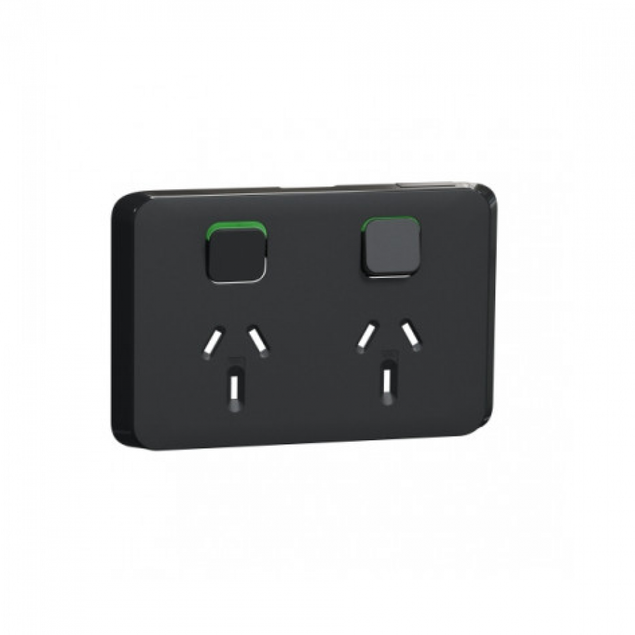 Outlet double 10A H BK metal ok Switch socket outlets