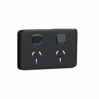 Outlet double 10A H BK metal ok Switch socket outlets sm