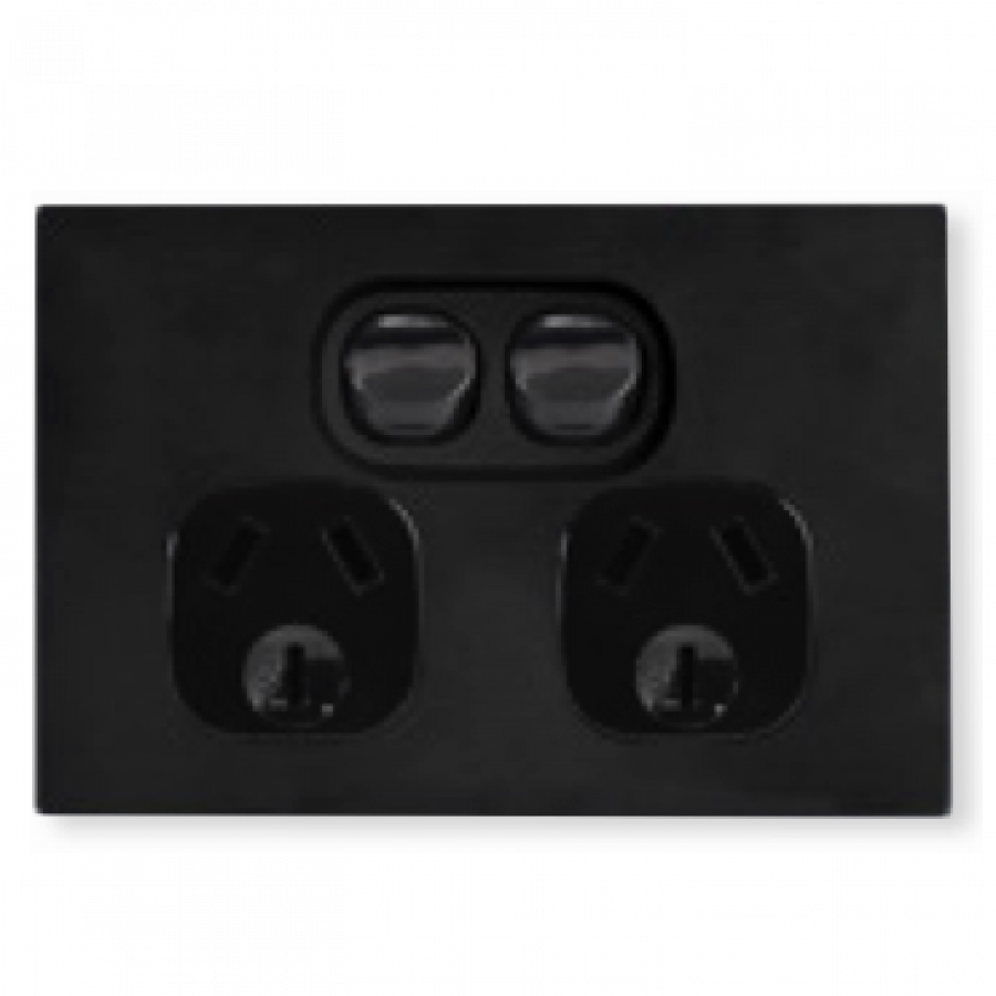 Outlet double 10A H BK metal Switch socket outlets