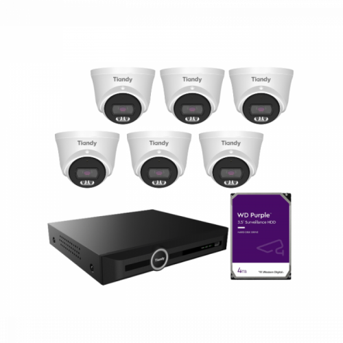 Tiandy KIT 10CH NVR 6*8MP 4TB KIT-White