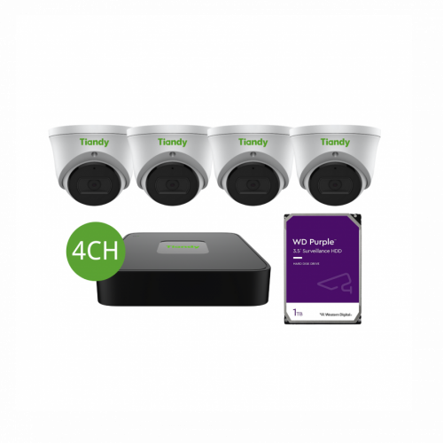 Tiandy KIT 4CH NVR 4*2MP Turret+1TB HDD