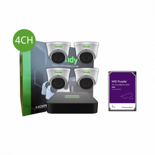 Tiandy KIT 4CH NVR 4*2MP Turret+1TB HDD