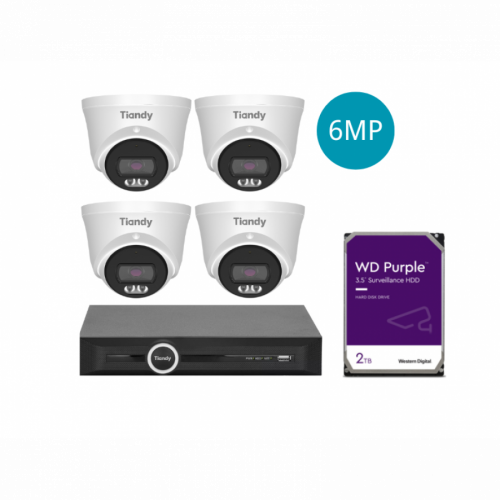 Tiandy KIT 5CH NVR 4*6MP Starlight 2TB KIT