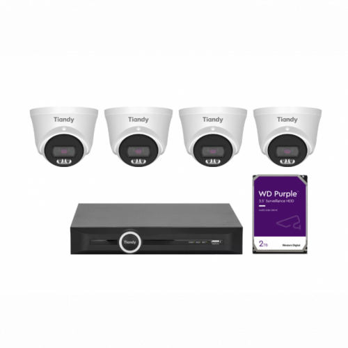 Tiandy KIT 5CH NVR 4*8MP 2TB KIT-White