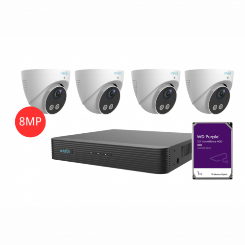 UNIARCH KIT 4CH NVR 4*8MP 1TB INSTALLED-White