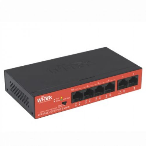 Wi-Tek 4FE+2FE Uplink Ports 250M Long Range PoE Switch with 4PoE Port