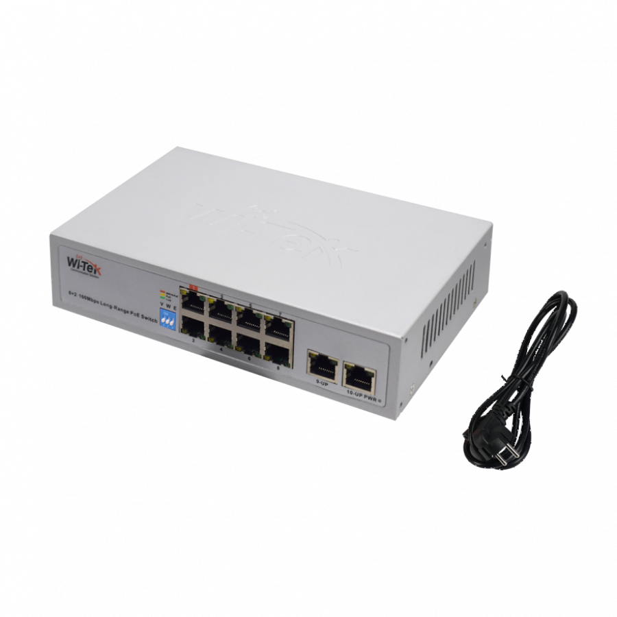 Wi-Tek 8FE+2FE uplink 250m Long Range PoE Switch with 8Port PoE