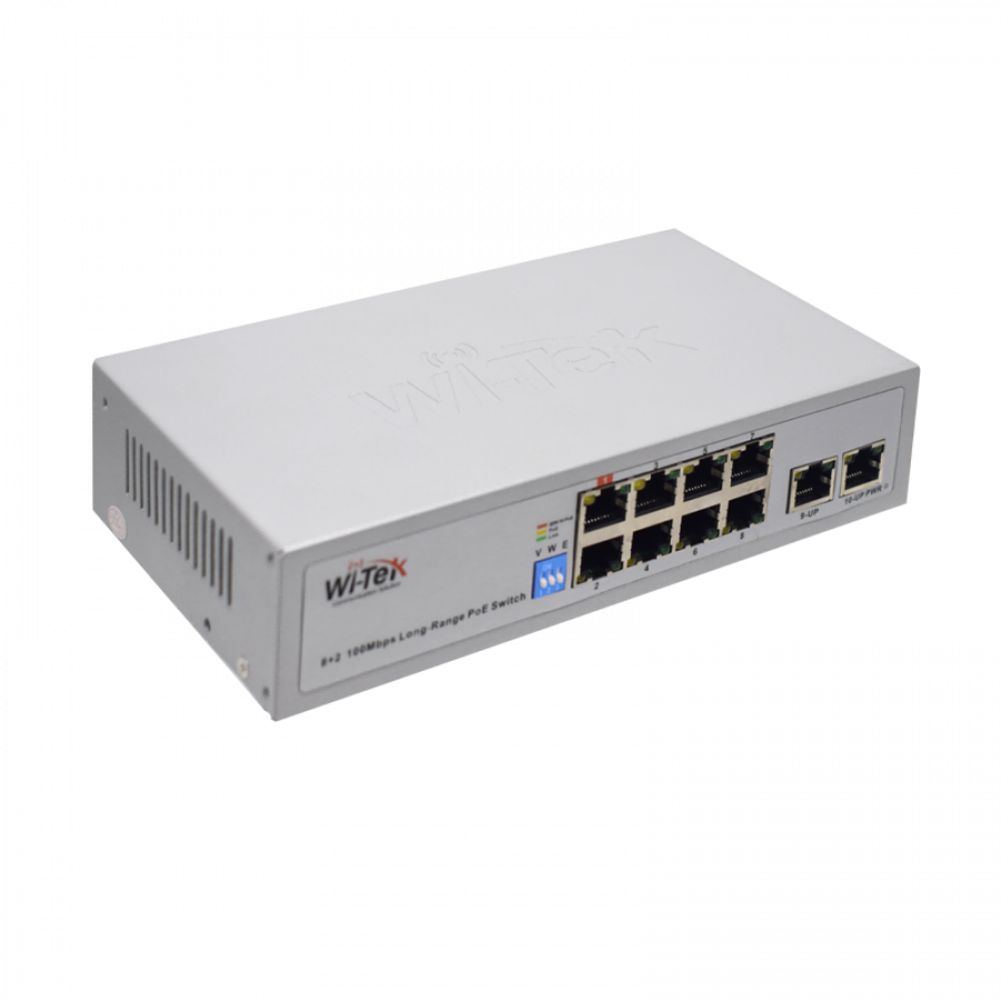 Wi-Tek 8FE+2FE uplink 250m Long Range PoE Switch with 8Port PoE