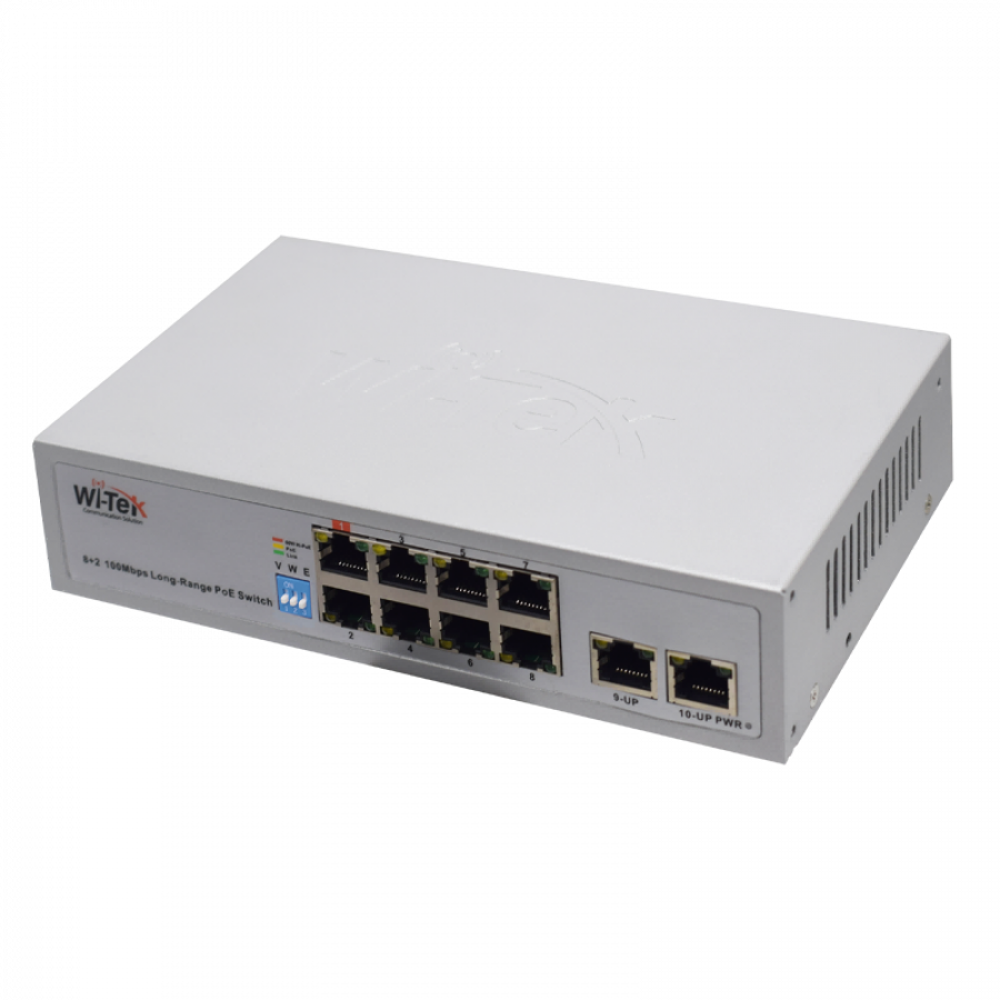 Wi-Tek 8FE+2FE uplink 250m Long Range PoE Switch with 8Port PoE