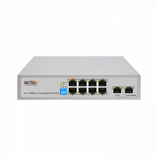 Wi-Tek 8FE+2FE uplink 250m Long Range PoE Switch with 8Port PoE